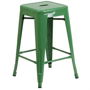 Bowery Hill 24&quot Metal Backless Counter Stool in Green