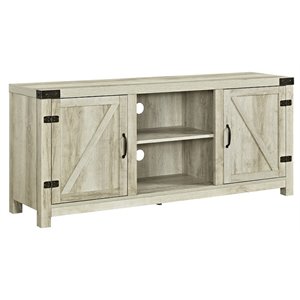 Bowery Hill 58&quot Wooden Farmhouse Barn Door TV Stand in White Oak