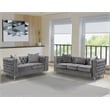 Bowery Hill 2 Piece Button Tufted Velvet Contemporary Sofa Set -Gray