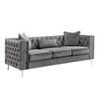 Bowery Hill 2 Piece Button Tufted Velvet Contemporary Sofa Set -Gray