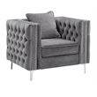 Bowery Hill 3-Piece Tufted Modern Velvet Living Room Set in Gray