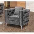 Bowery Hill 3-Piece Tufted Modern Velvet Living Room Set in Gray