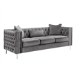 Bowery Hill 3-Piece Tufted Modern Velvet Living Room Set in Gray