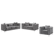 Bowery Hill 3-Piece Tufted Modern Velvet Living Room Set in Gray