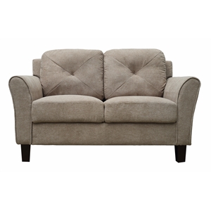 bowery hill button tufted chenille fabric loveseat -light brown