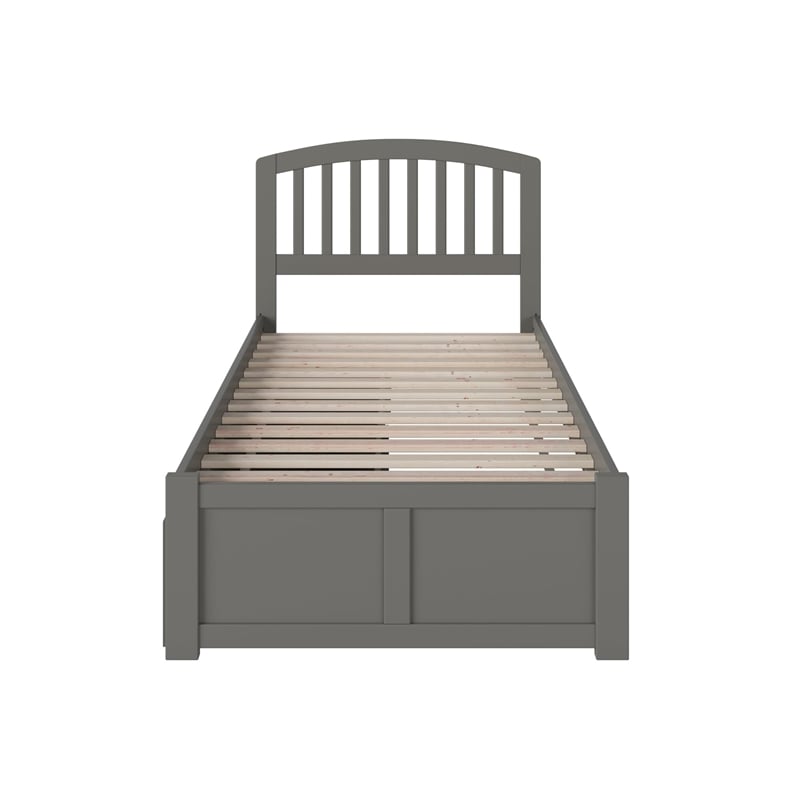 Bowery Hill  Richmond Twin XL Wood Platform Bed & Storage Drawers in Grey