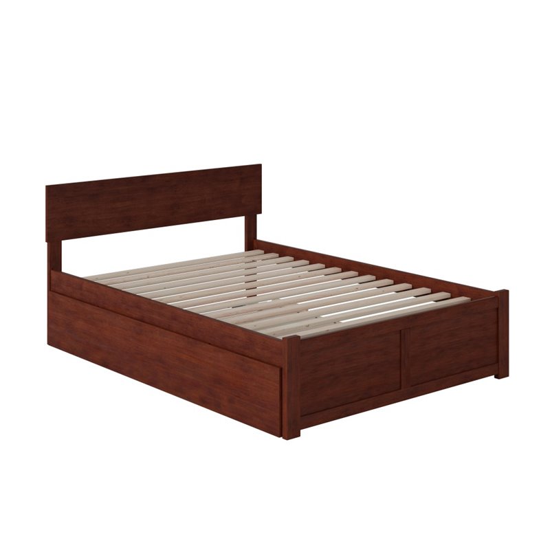 Bowery Hill Full Platform Panel Bed with Trundle in Walnut
