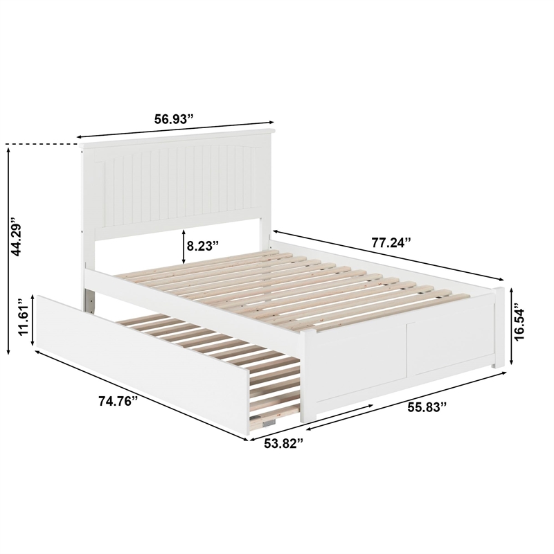 Bowery Hill Full Platform Panel Bed with Trundle in White