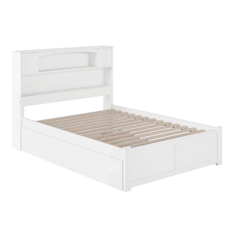 Bowery Hill Full Platform Panel Bed with Trundle in White