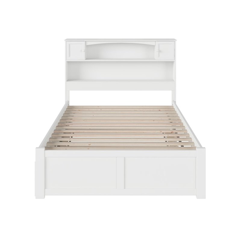 Bowery Hill Full Platform Panel Bed with Trundle in White