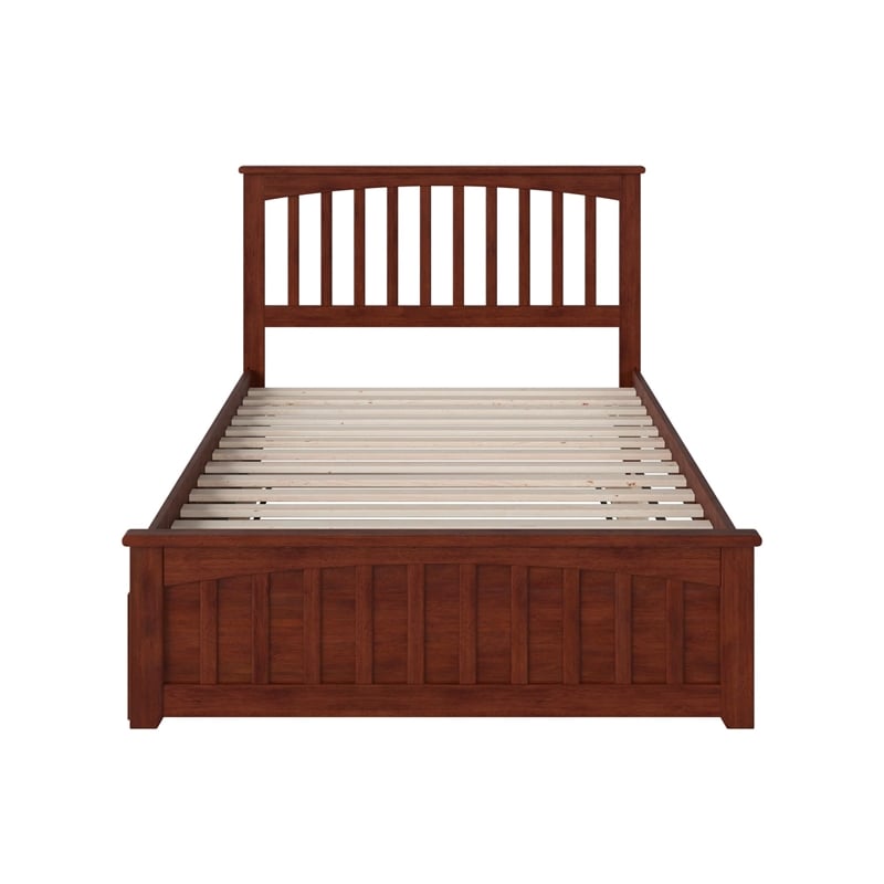 Bowery Hill Modern Solid Wood Full Platform Bed with Trundle in Espresso