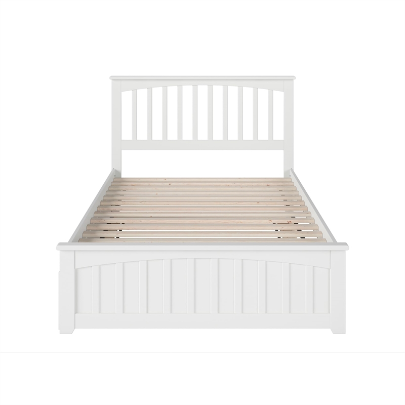 Bowery Hill Contemporary Full Platform Bed with Trundle in White