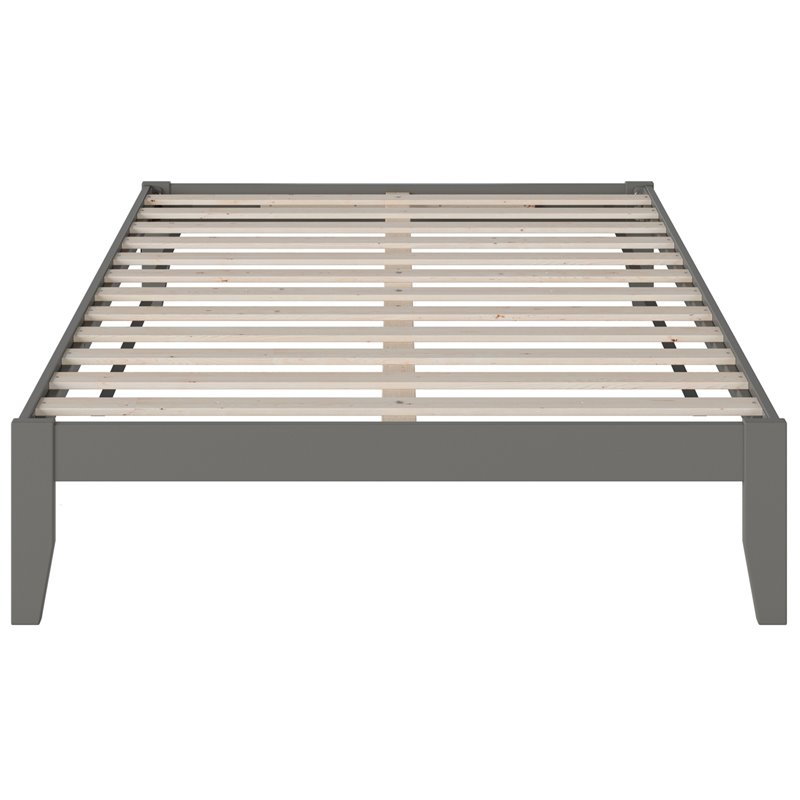 Bowery Hill Modern Solid Wood Full Bed with USB Charging Station in Gray