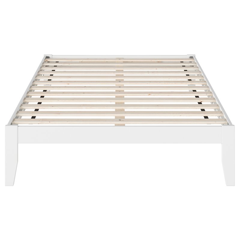 Bowery Hill Modern Solid Wood Full Bed with USB Charging Station in White