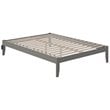 Bowery Hill Modern Solid Wood Queen Bed with USB Charging Station in Gray