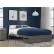 Bowery Hill Modern Wood Queen Bed with Foot Drawer with USB Charger in Gray