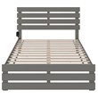 Bowery Hill Farmhouse Solid Wood Full Bed w/ Footboard with USB Charger in Gray