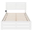 Bowery Hill Farmhouse Solid Wood Full Bed w/ Footboard with USB Charger in White