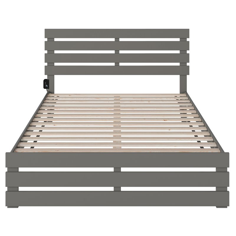 Bowery Hill Farmhouse Solid Wood Queen Bed with Footboard in Gray