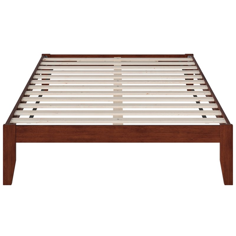 Bowery Hill Modern Solid Wood Full Platform Bed with Turbo Charger in Walnut
