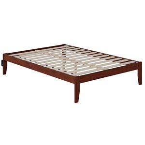 Bowery Hill Solid Wood Walnut Full Platform Bed Rectangular Turbo Charger 53.38&quotW x 76&quotD Unassembled
