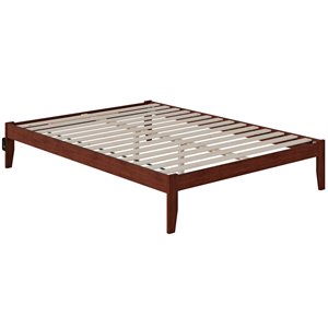 Bowery Hill Modern Solid Wood Queen Bed with USB Charger in Walnut