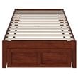 Bowery Hill Modern Solid Wood Twin Bed with Foot Drawer in Walnut