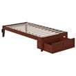 Bowery Hill Modern Solid Wood Twin Bed with Foot Drawer in Walnut