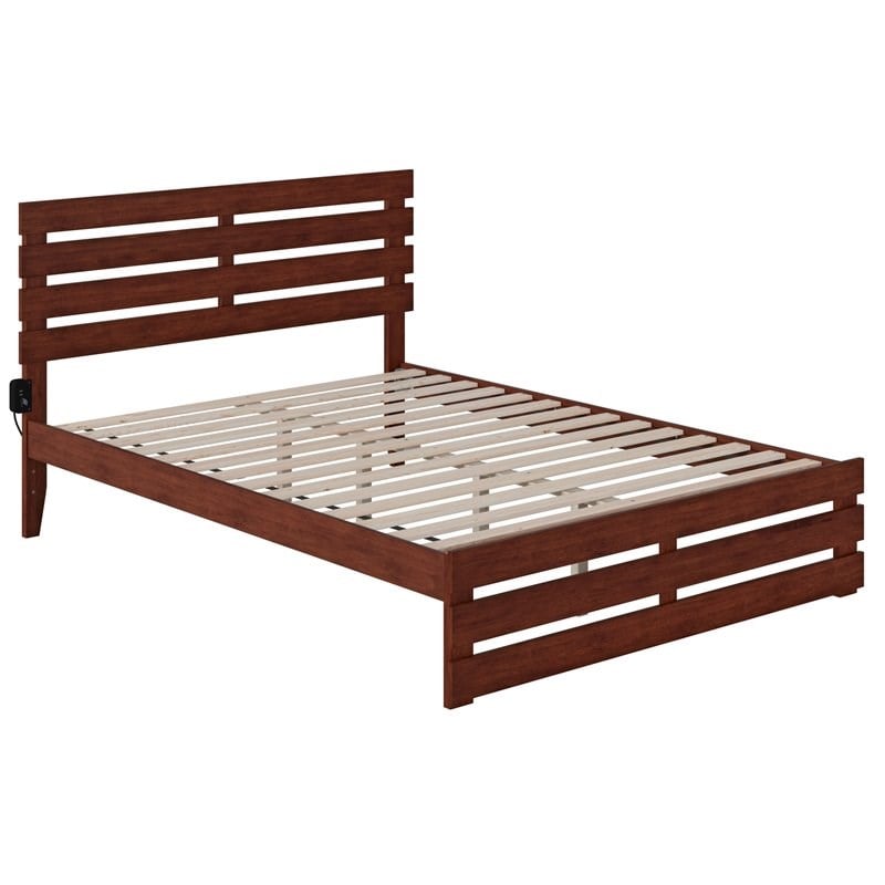 Bowery Hill Solid Wood Queen Bed with Footboard in Walnut