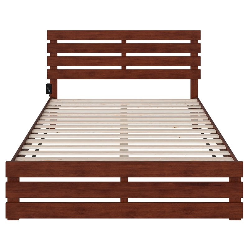 Bowery Hill Solid Wood Queen Bed with Footboard in Walnut