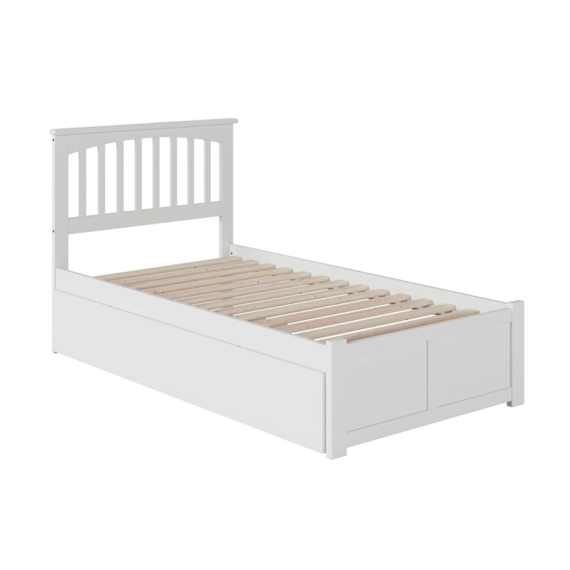 Bowery Hill  Mission Twin XL Wood Platform Bed and Twin XL Trundle in White