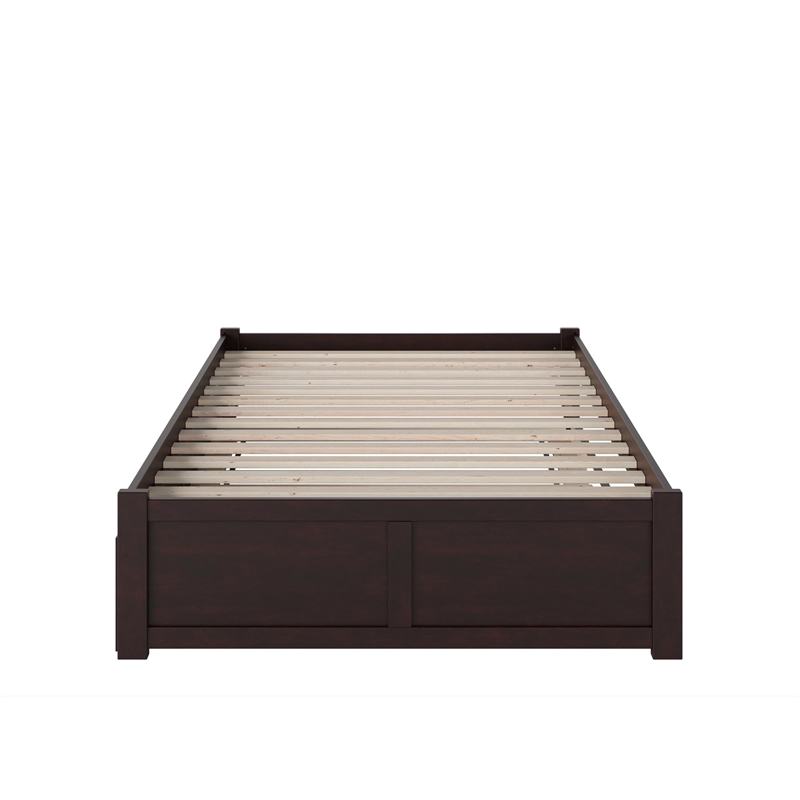 Bowery Hill Modern Wood Queen Platform Panel Bed with Trundle in Espresso