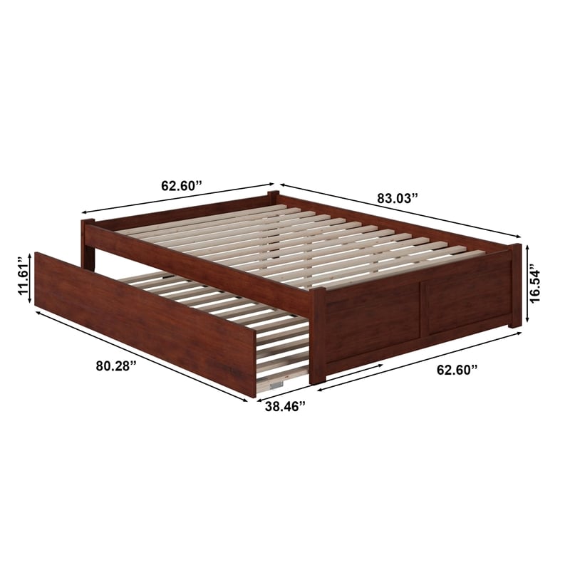 Bowery Hill Modern Wood Queen Platform Panel Bed with Trundle in Walnut