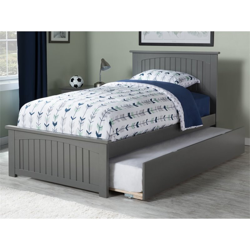 Bowery Hill Modern Wood Twin XL Platform Bed with Trundle in Gray