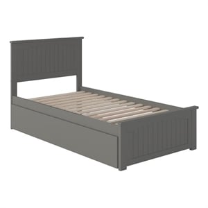 Bowery Hill Modern Wood Twin XL Platform Bed with Trundle in Gray