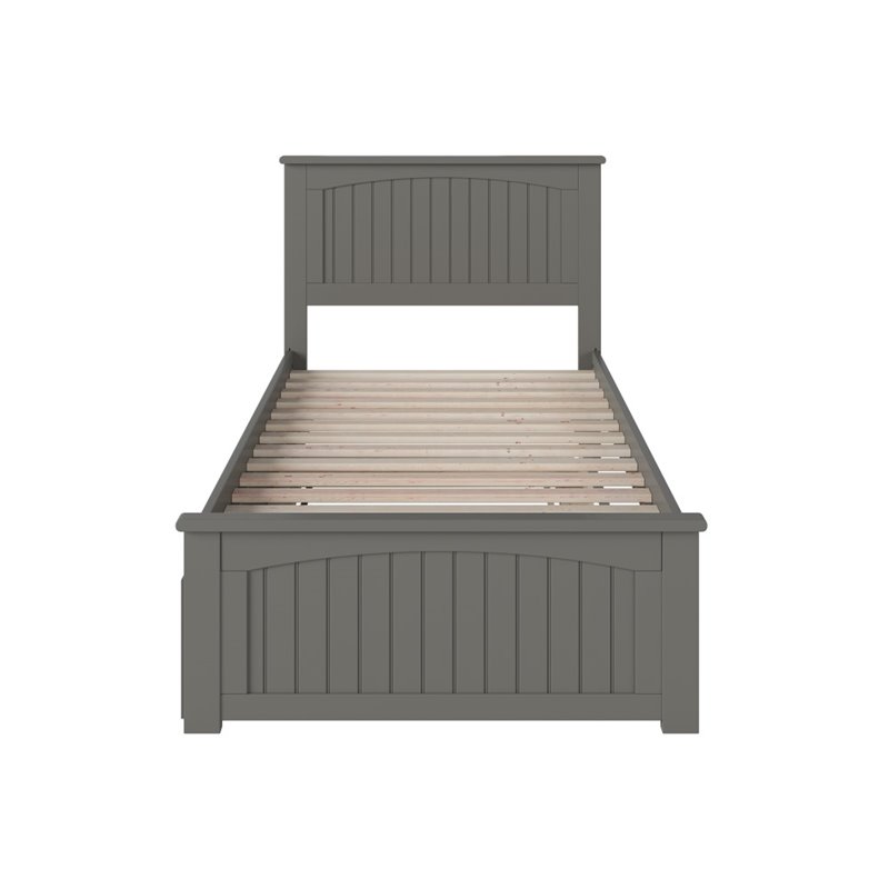 Bowery Hill Modern Wood Twin XL Platform Bed with Trundle in Gray