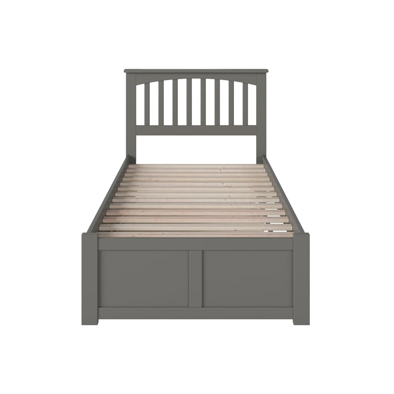 Bowery Hill  Mission Twin XL Wood Platform Bed and Twin XL Trundle in Grey