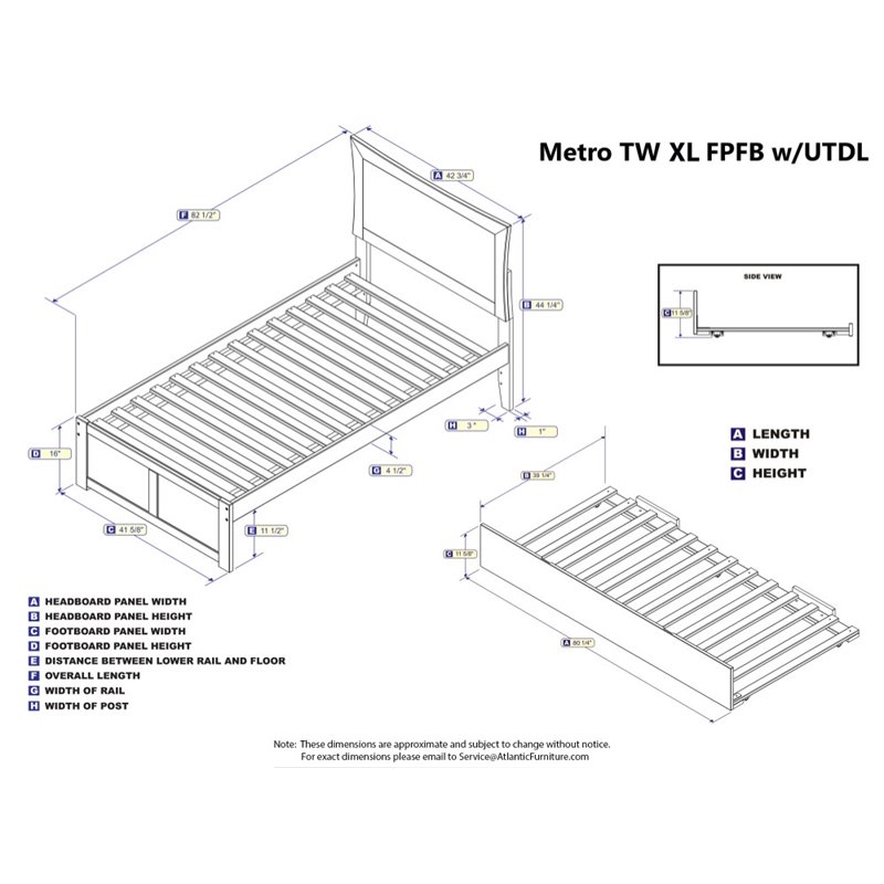 Bowery Hill Twin XL Platform Panel Bed with Trundle in White