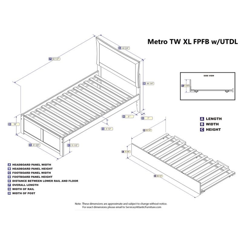 Bowery Hill Twin XL Platform Panel Bed with Trundle in Walnut