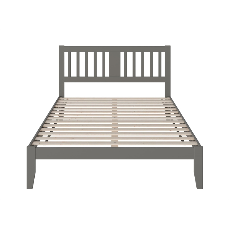 Bowery Hill Transitional Wood Twin Spindle Bed with USB Turbo Charger in Gray