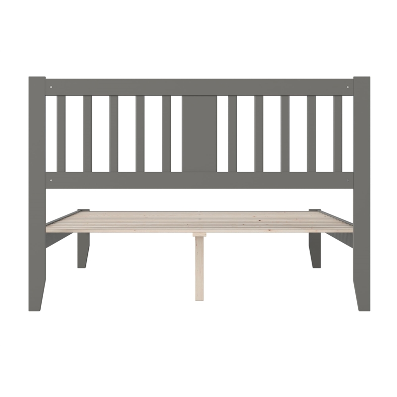 Bowery Hill Transitional Wood Twin Spindle Bed with USB Turbo Charger in Gray
