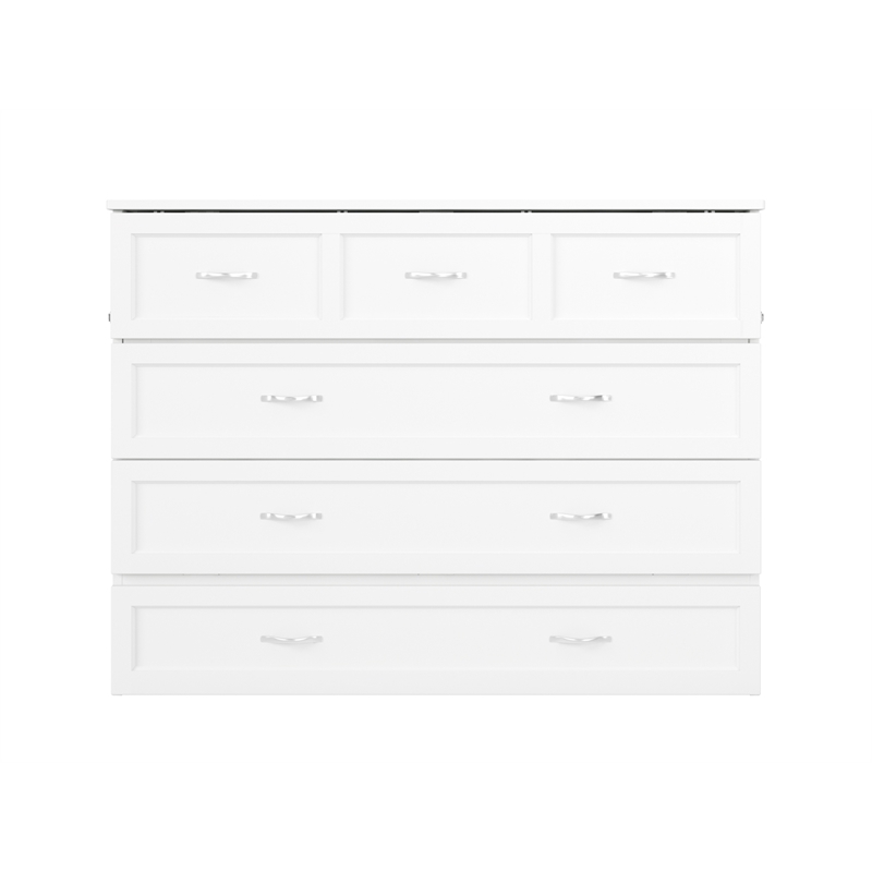 Bowery Hill Modern Wood Full Murphy Bed Chest with Mattress in White
