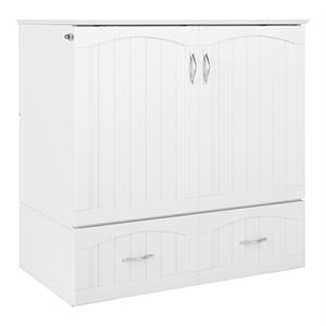 Bowery Hill Twin XL Murphy Bed in White Wood with Storage & Charging station