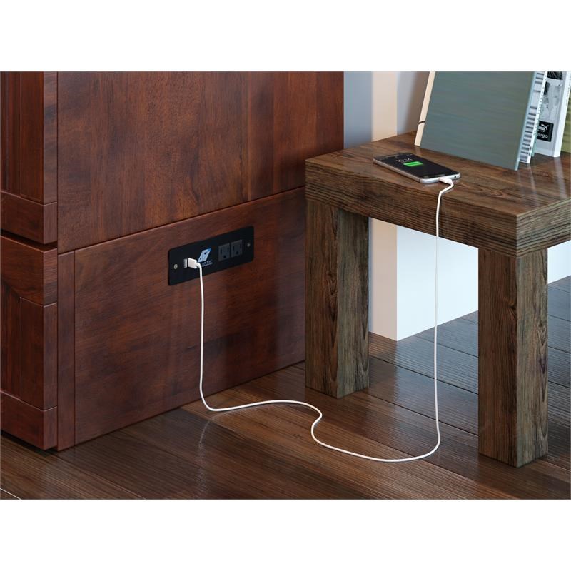 Bowery Hill Twin XL Murphy Bed in Wood with Charging station in Walnut