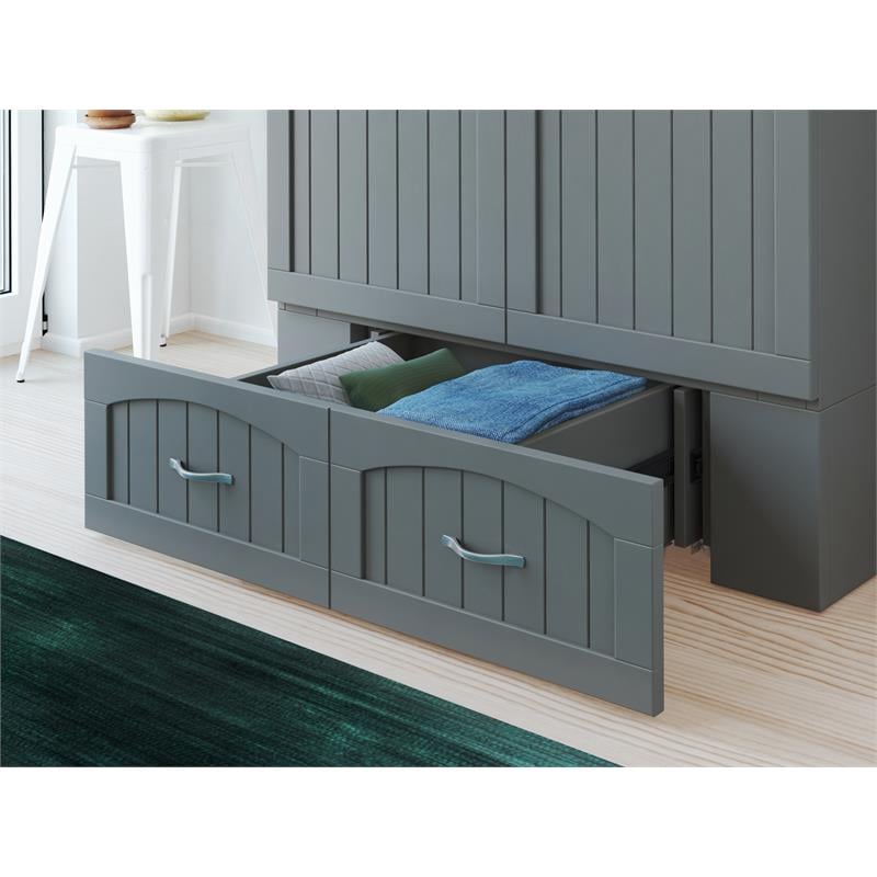 Bowery Hill Modern Wood Twin XL Murphy Bed Chest with Mattress in Gray