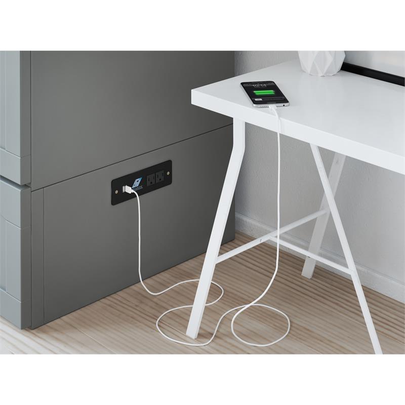 Bowery Hill Modern Wood Twin XL Murphy Bed Chest with Mattress in Gray