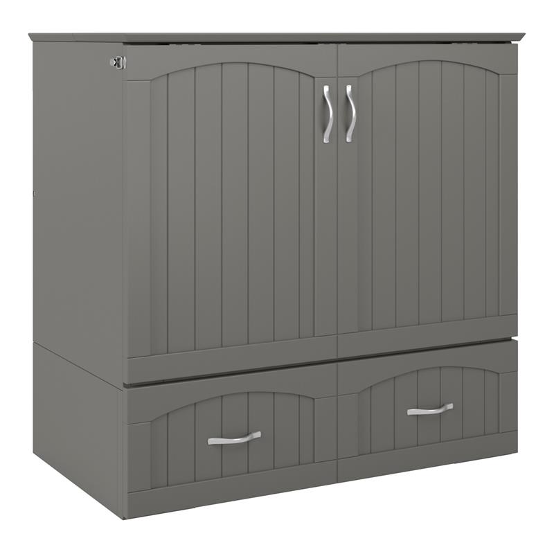 Bowery Hill Modern Wood Twin XL Murphy Bed Chest with Mattress in Gray