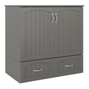 Bowery Hill Modern Wood Twin XL Murphy Bed Chest with Mattress in Gray