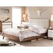 Bowery Hill Tufted Queen Panel Platform Bed in Light Beige
