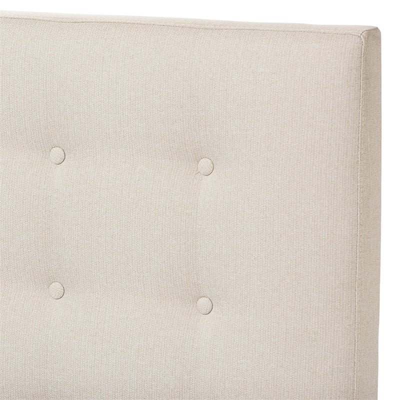 Bowery Hill Tufted Queen Panel Platform Bed in Light Beige
